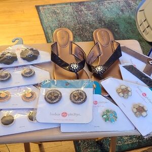Lindsay Phillips Black Sandals with Interchangeable Snaps